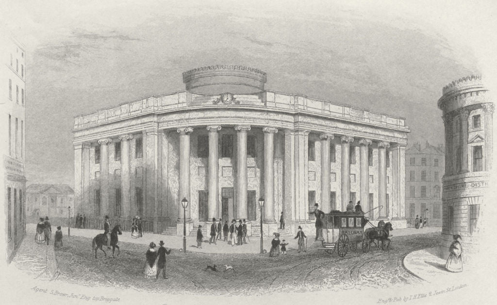 YORKS. Commercial Buildings Leeds c1855 old antique vintage print picture